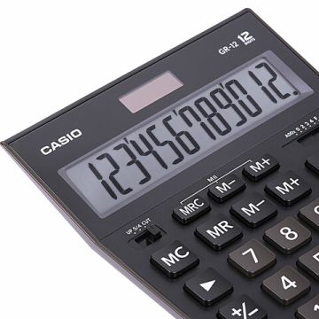 Калькулятор настольный CASIO GR-12 (209х155мм) 12 разрядов двойное питание черный (Клиент)