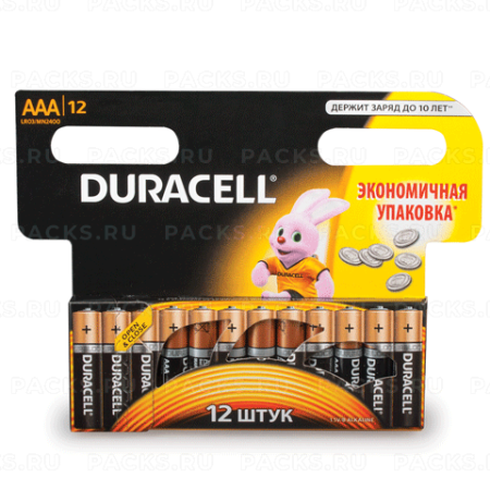 Элемент питания alkaline DURAСELL ААА (LR3) 1.5B (12шт) 1/12 