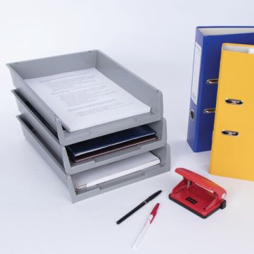 Лоток горизонтальный для бумаг 340х270х70мм (3шт) серый Office Brauberg 1/1 (Клиент)