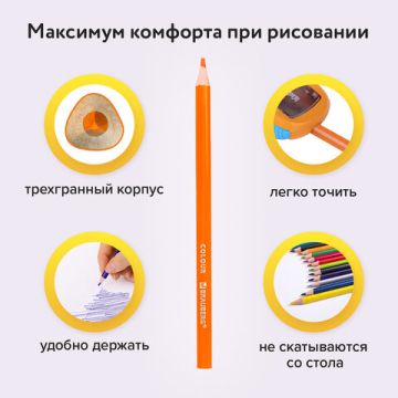 Карандаши цветные 12цв пластиковые техгранные грифель мягк. 3мм BRAUBERG PREMIUM 1/12
