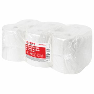 Полотенца бумажные рулон 2-сл 150м белые LAIMA (Система H1) PREMIUM 6/6 (клиент)
