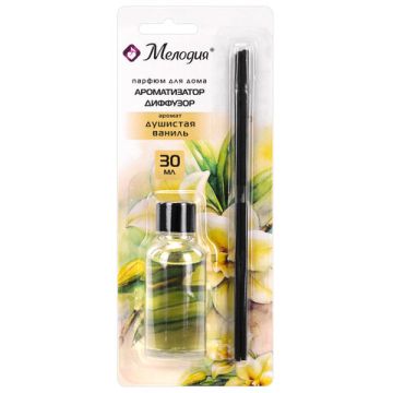 Ароматизатор диффузор с палочками освежитель 3,мл МЕЛОДИЯ Душистая Ваниль 1/24/96