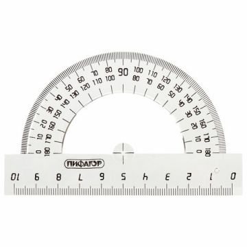 Набор чертежный средний линейка 20см 2шт угольника транспортир прозрачный ПИФАГОР 1/48